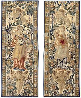 Pair Tapestry Border Panel Fragments