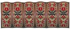 Six-Fold Walnut Screen with Embroidered Needlework Panels